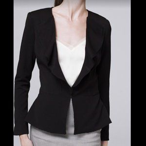 NWT! White House Black Market Black blazer jacket with ruffle and princess seams